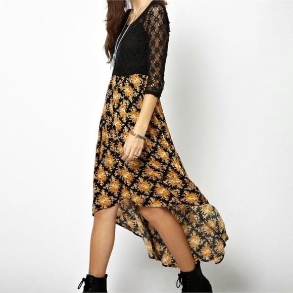 Free People Lonesome Dove Boho High Low Medium Dress - Picture 1 of 9